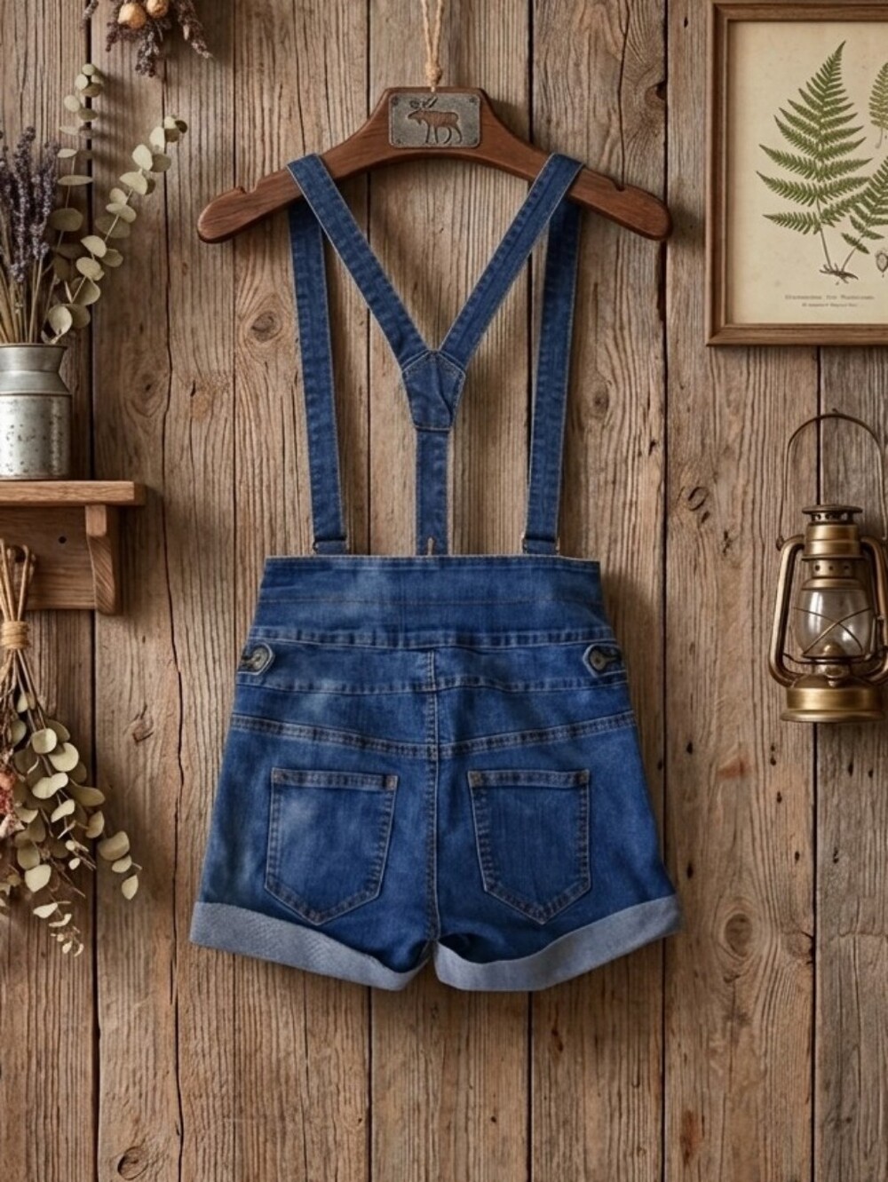True Vintage 90s Retro High Rise Overall Denim Shorts